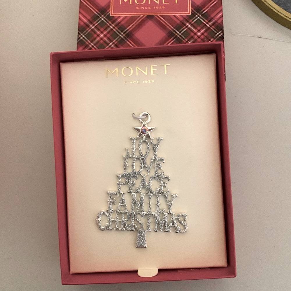 Monet Christmas Ornament 
Joy Love Peace Family Christmas